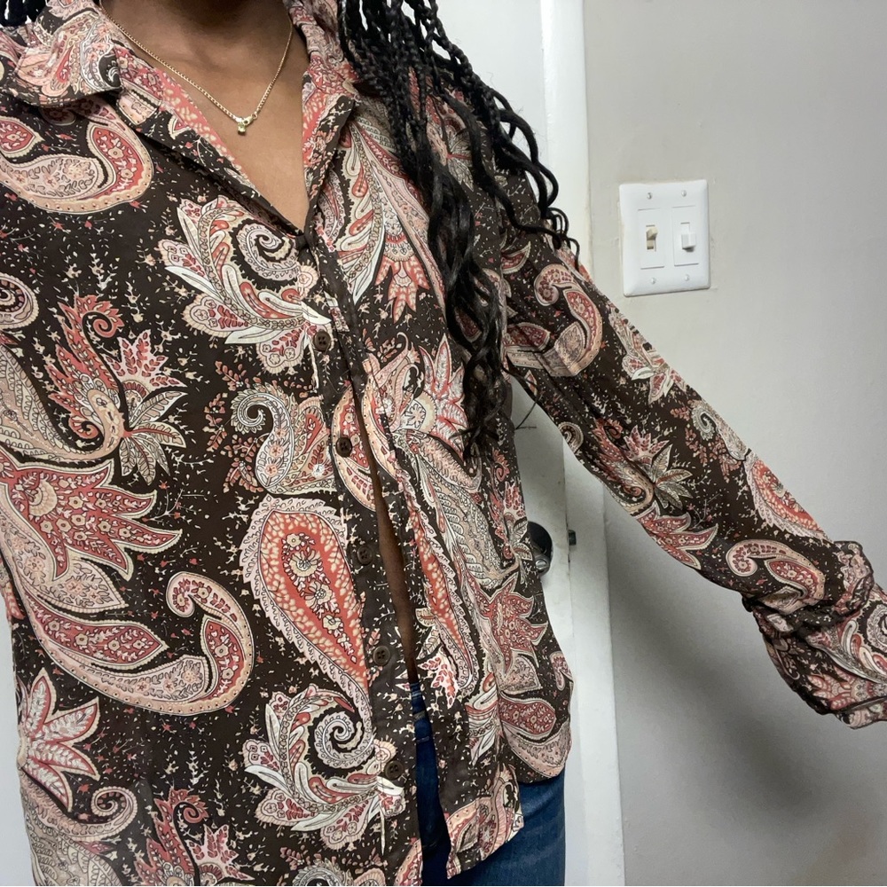 Vintage Sheer Paisley Blouse